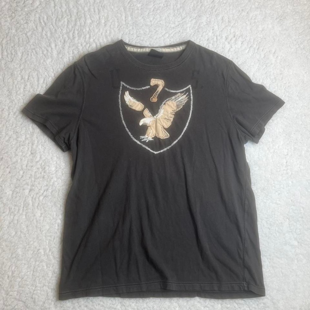 Vintage American eagle‎ embroidered men's grey tshirt eagle y2k